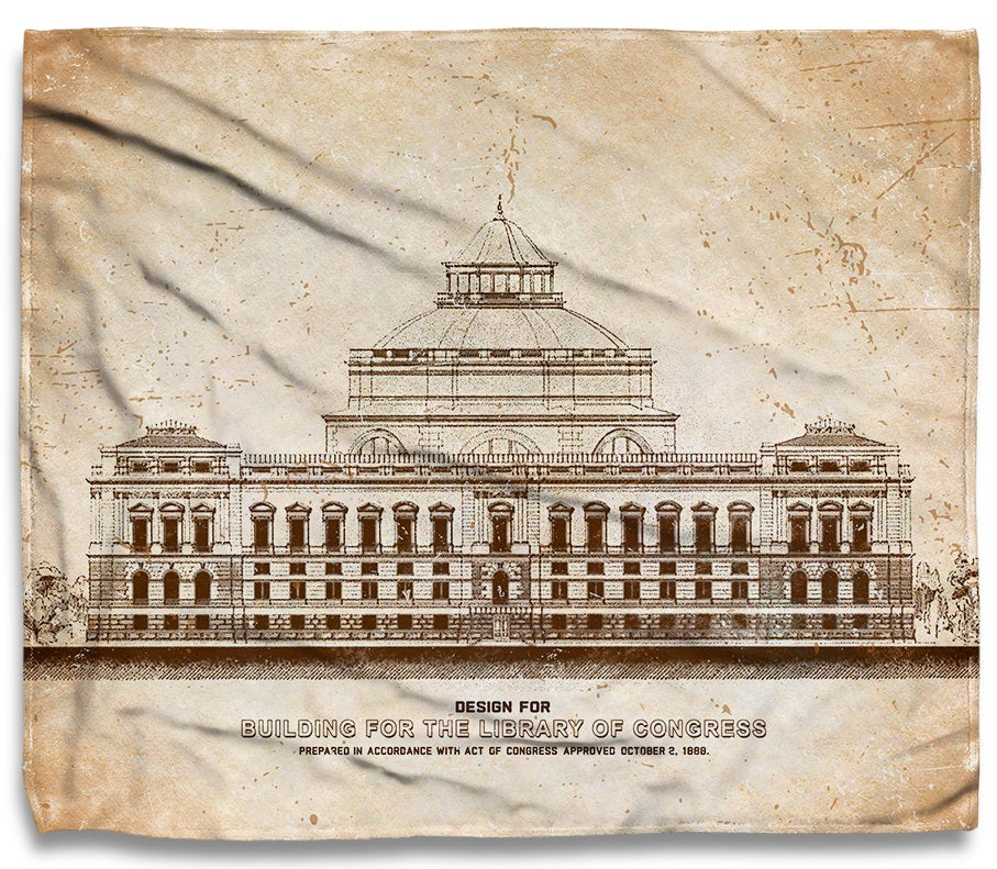 Library Building Fleece Throw