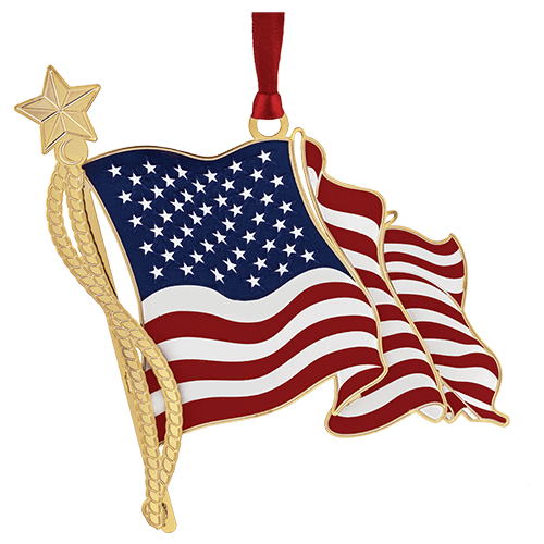 American Flag Brass Ornament - Library of Congress Shop