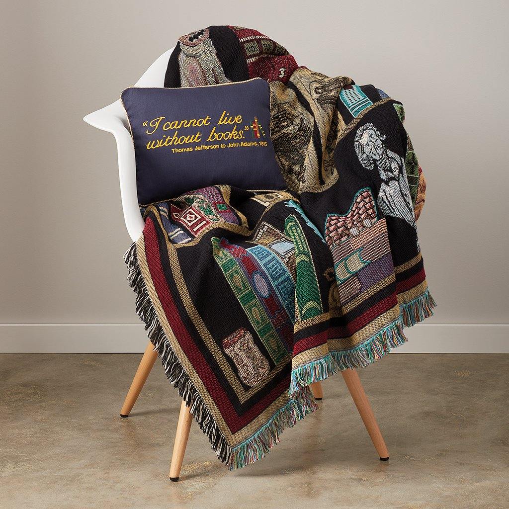 'I Cannot Live Without Books' Pillow - Library of Congress Shop