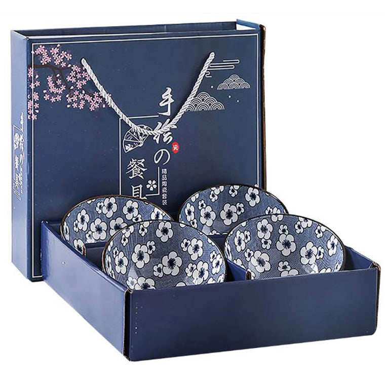 Blue Cherry Blossom Bowl Set
