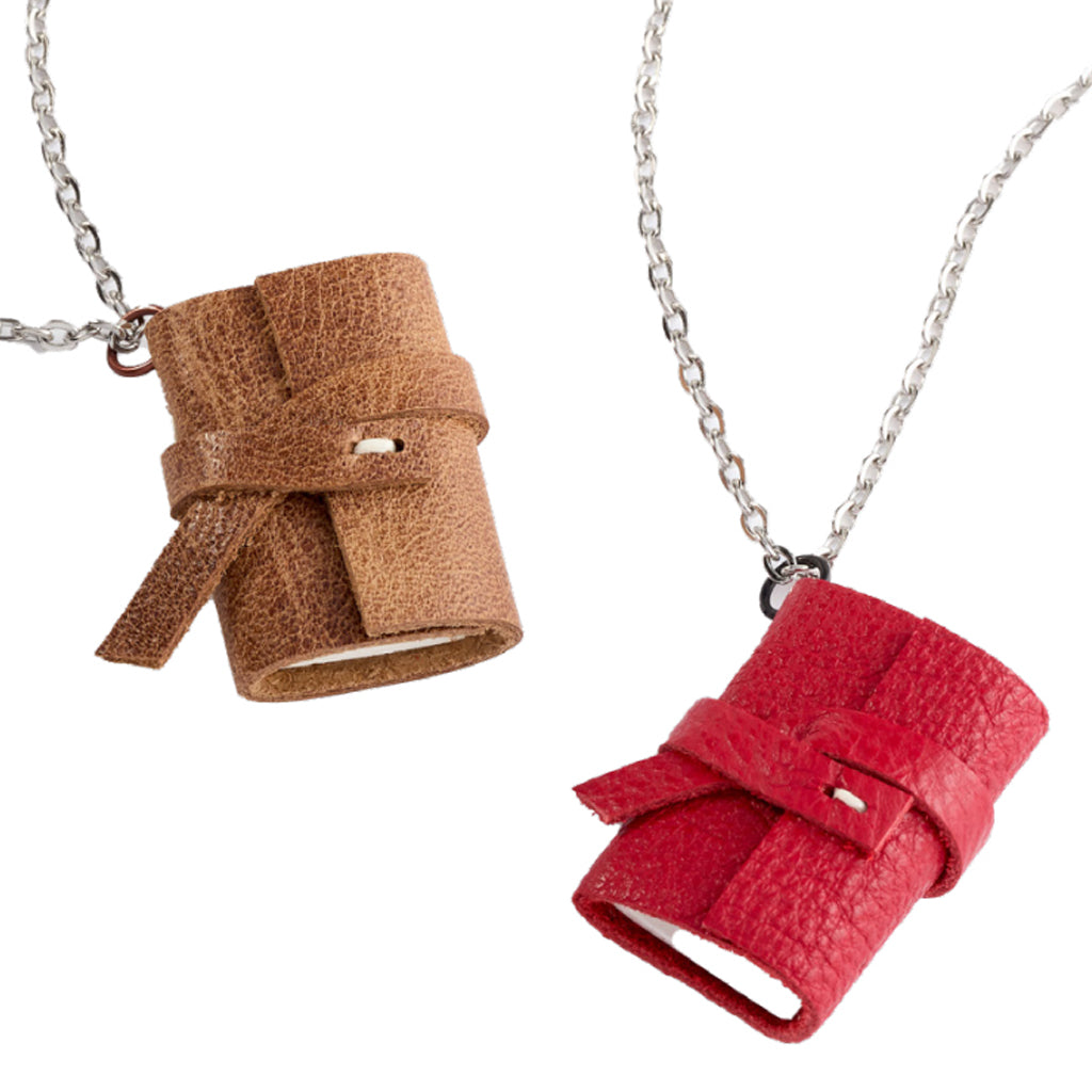 Miniature Leather Book Necklace