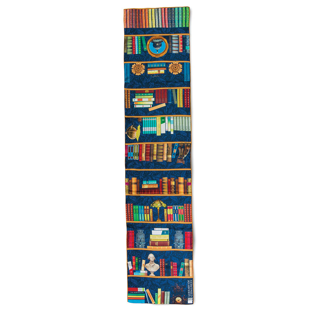 Library Bookshelf Silk Scarf - Library of Congress Shop