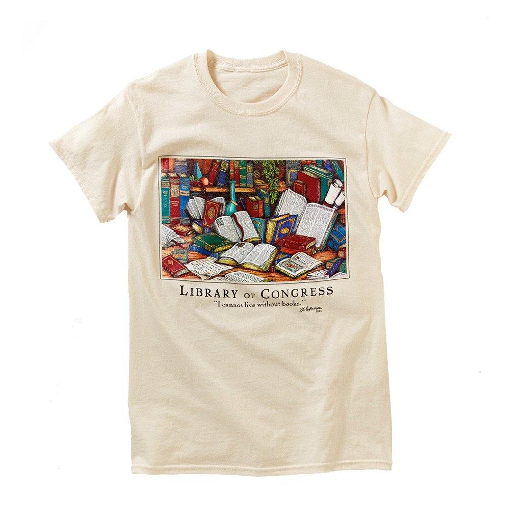 Books on Desk T-Shirt - Library of Congress Shop
