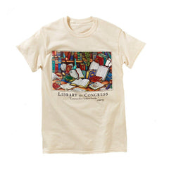 Books on Desk T-Shirt - Library of Congress Shop