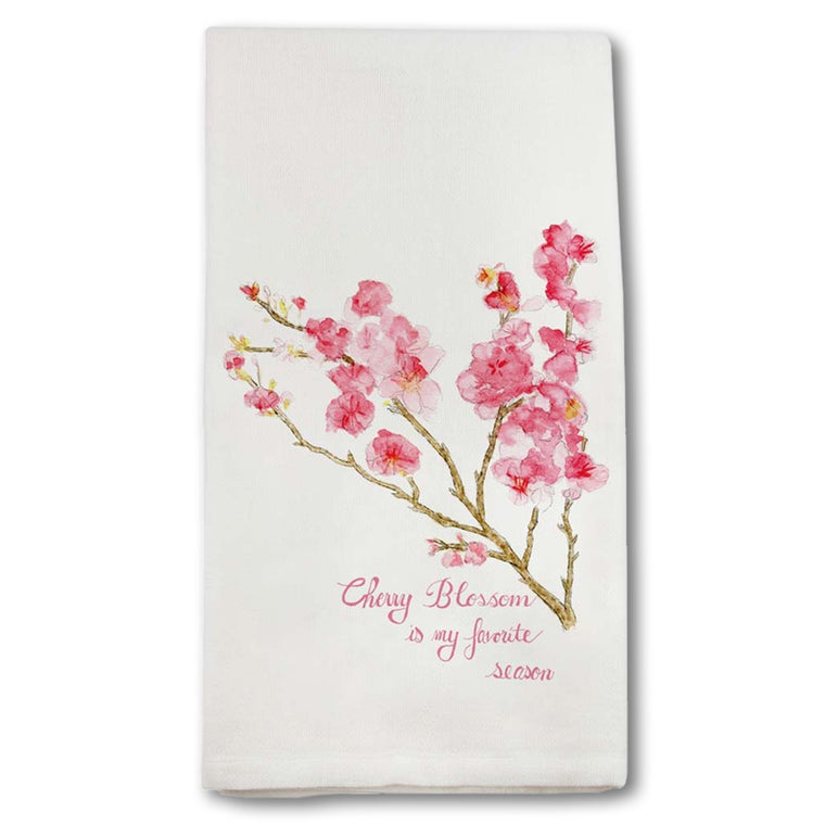 Cherry Blossom Quote Tea Towel