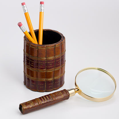 Book Spine Pencil Cup and Magnifier