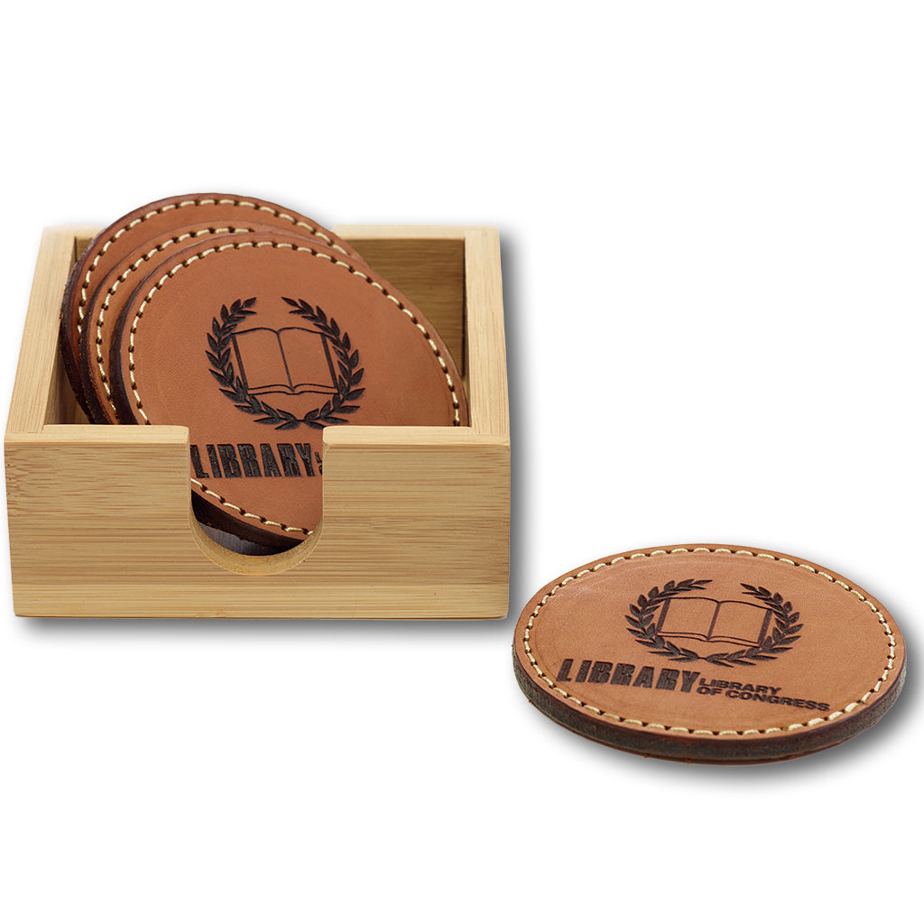 Leather Knowledge Symbol Coaster Set